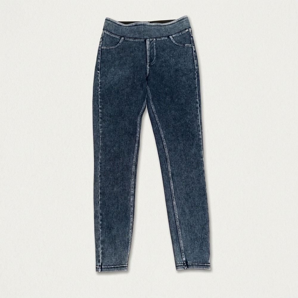 Halara Flex High Waisted Denim Look Leggings Women's Small Wash Pull On Pockets